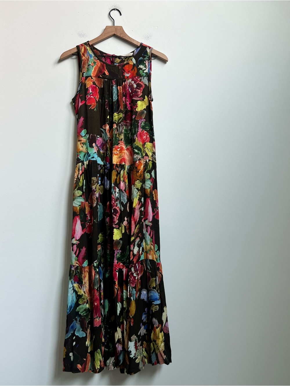 New Soft Surroundings Rosalie Maxi Dress Floral Watercolor Gauze SP Resort Boho - Picture 4 of 16